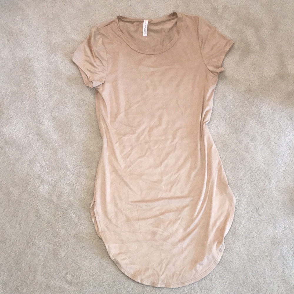 Nude suede long tee/dress